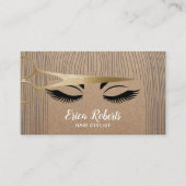 Hair Stylist Gold Scissor & Girl Rustic Kraft Visitekaartje (Voorkant)