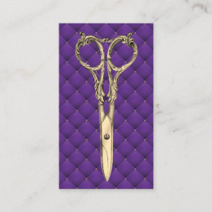 Hair Stylist Gold Scissor Luxury Paarse Salon Visitekaartje