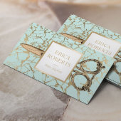 Hair Stylist Gold Scissor Modern Mint Marble Salon Visitekaartje