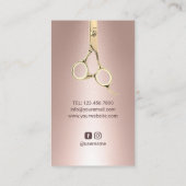 Hair Stylist Gold Scissor Modern Roos Gold Splash Visitekaartje (Achterkant)