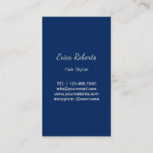 Hair Stylist Gold Scissor Navy Blue Minimaslit Visitekaartje (Achterkant)