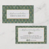 Hair Stylist Gold Scissor Sage Green Visitekaartje (Voorkant / Achterkant)