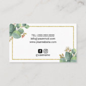 Hair Stylist Gold Scissor Salon Elegant Foliage Visitekaartje (Achterkant)