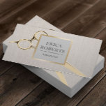Hair Stylist Gold Scissor Salon Elegant Linen Visitekaartje<br><div class="desc">Hair Stylist Gold Scissor Salon Elegant Linen Visitekaartjes.</div>