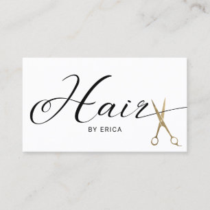 Hair Stylist Gold Scissor Salon Elegant Typografie Visitekaartje