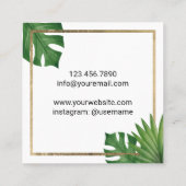 Hair Stylist Gold Scissor Salon Tropical Leaves Vierkante Visitekaartje (Achterkant)