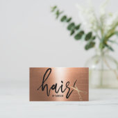 Hair Stylist Gold Scissor Typography Copper Visitekaartje (Staand voorkant)
