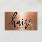 Hair Stylist Gold Scissor Typography Copper Visitekaartje (Voorkant)