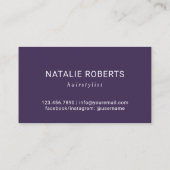 Hair Stylist Gold Scissor Typography Deep Paars Visitekaartje (Achterkant)