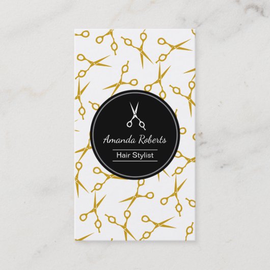 Hair Stylist Gold Scissors Hair Salon Appointment Afsprakenkaartje (Voorkant)