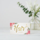 Hair Stylist Gold Script Classy Floral Appointment Afsprakenkaartje (Staand voorkant)