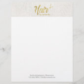 Hair Stylist Gold Script Elegant Linen Custom Briefhoofd (Voorkant)