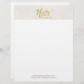 Hair Stylist Gold Script Elegant Linen Custom Briefhoofd (Voorkant / Achterkant)