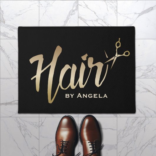 Hair Stylist Gold Script Modern Beauty Salon Deurmat