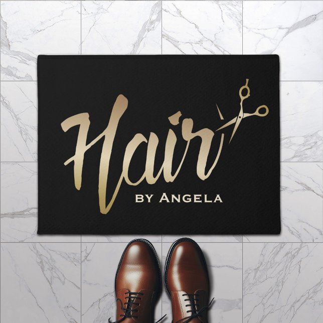 Hair Stylist Gold Script Modern Beauty Salon Deurmat (Creator heeft geüpload)
