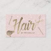 Hair Stylist Gold Typografie Blush Pink Glitter Visitekaartje (Voorkant)