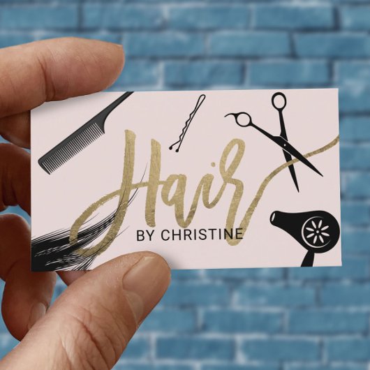 Hair Stylist Gold Typography Beauty Salon Visitekaartje