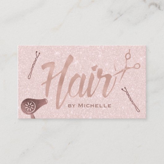 Hair Stylist Gold Typography Blush Roos Gold Visitekaartje (Voorkant)
