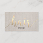 Hair Stylist Gold Typography Linen Appointment Afsprakenkaartje (Voorkant)