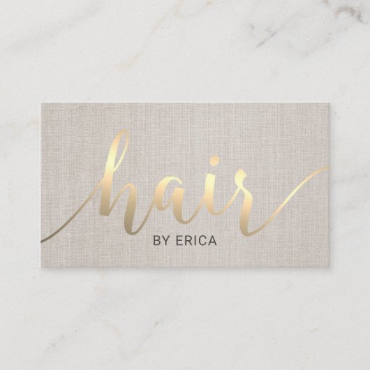Hair Stylist Gold Typography Linen Appointment Afsprakenkaartje (Voorkant)