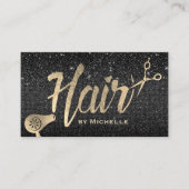 Hair Stylist Gold Typography Modern Black Glitter Visitekaartje (Voorkant)
