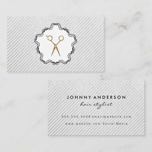 Hair Stylist Golden Scissor Visitekaartje (Voorkant / Achterkant)