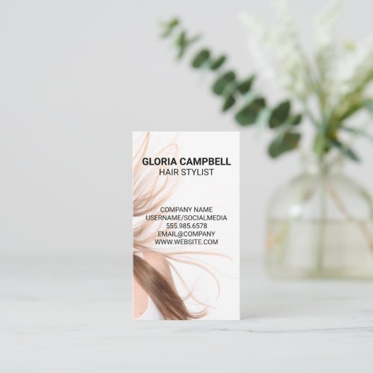 Hair Stylist | Haar in de wind Visitekaartje (Staand voorkant)