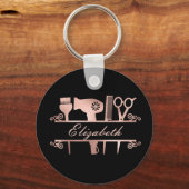 Hair stylist Hair Salon Monogram Roos Gold Sleutelhanger (Voorkant)