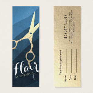 Hair Stylist Hairdresser Beauty Blue Gold Scissors Mini Visitekaartjes