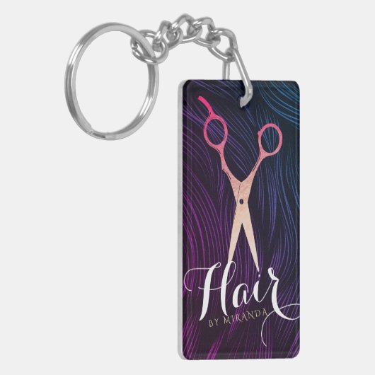 Hair Stylist Hairdresser Beauty Roos Gold Scissors Sleutelhanger (Voorkant Links)