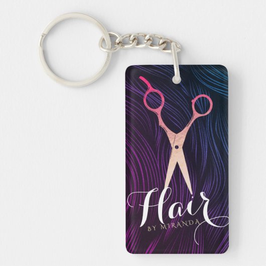 Hair Stylist Hairdresser Beauty Roos Gold Scissors Sleutelhanger (Voorkant)