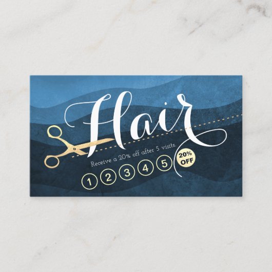 Hair Stylist Hairdresser Blue Gold Scissor Loyalty (Voorkant)