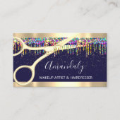 Hair Stylist Hairdresser Coiffeur Rainbow Scissors Visitekaartje (Voorkant)