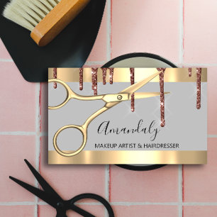 Hair Stylist Hairdresser Golden Scissors Drives Visitekaartje