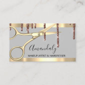 Hair Stylist Hairdresser Golden Scissors Drives Visitekaartje (Voorkant)