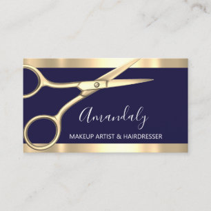 Hair Stylist Hairdresser Golden Scissors Navy VIP Visitekaartje