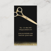 Hair Stylist Hairdresser Modern Black & Gold Salon Visitekaartje (Achterkant)