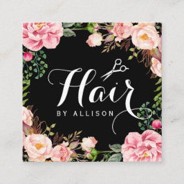 Hair Stylist Hairdresser Scissors Floral Wrapping Vierkante Visitekaartje