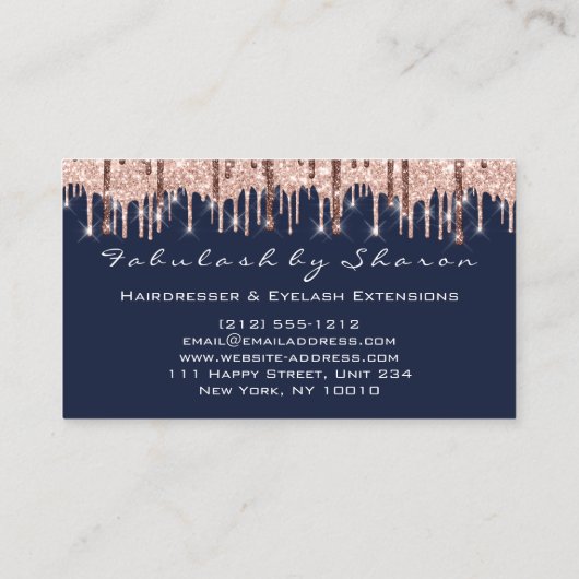 Hair Stylist Hairdresser Scissors Roos Drift Navy Visitekaartje (Achterkant)