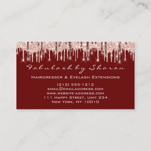 Hair Stylist Hairdresser Scissors Roos Drip Maroon Visitekaartje (Achterkant)