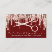 Hair Stylist Hairdresser Scissors Roos Drip Maroon Visitekaartje (Voorkant)