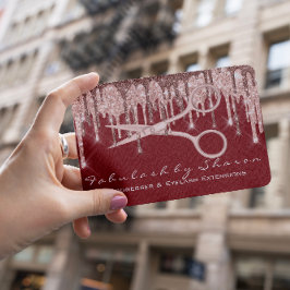 Hair Stylist Hairdresser Scissors Roos Drip Maroon Visitekaartje