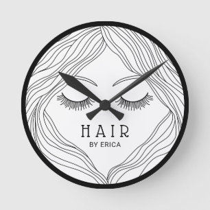 Hair Stylist Hand Drawn Beauty Girl Hair Salon Ronde Klok