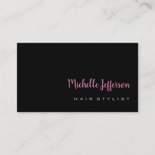 Hair Stylist Handwtitten Script Gray Pink Trendy Visitekaartje