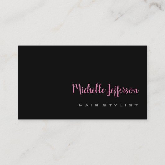 Hair Stylist Handwtitten Script Gray Pink Trendy Visitekaartje (Voorkant)