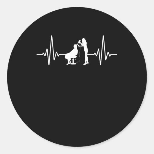 Hair Stylist Heartbeat Hairdresser Hair Salon Gift Ronde Sticker (Voorkant)