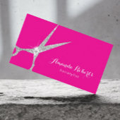 Hair Stylist Hot Pink Silver Glitter Scissor Salon Visitekaartje