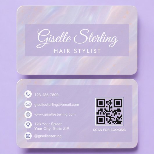 Hair Stylist Iridescent QR Code Professional Visitekaartje