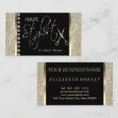Hair Stylist - Ivory Glitter en Diamonds Visitekaartje (Voorkant / Achterkant)