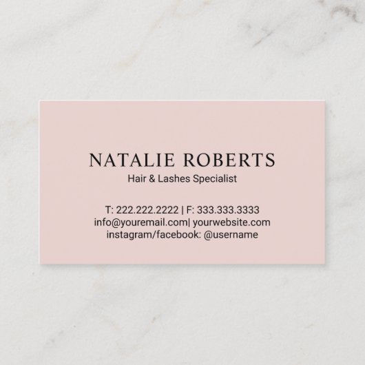 Hair Stylist Lashes Beauty Salon Blush Roos Gold Visitekaartje (Achterkant)